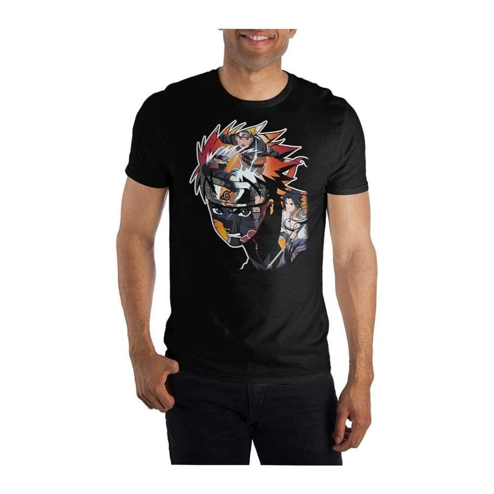 Bioworld Naruto Shippuden Mens Black T-Shirt, Small